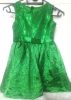 Kids Costumes to Hire - Green Dress - Sequin & fur trimmings  - GIRL